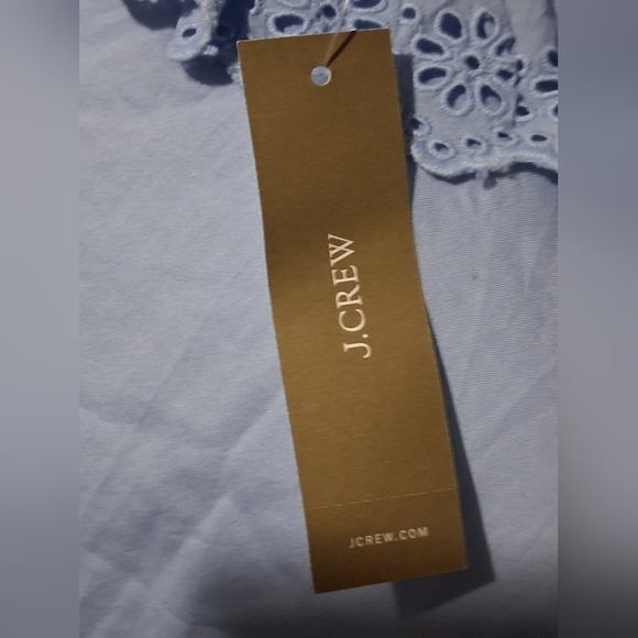 NWT J. Crew Light Blue Eyelet Button Down Blouse, Long sleeve, XS - Picture 8 of 11